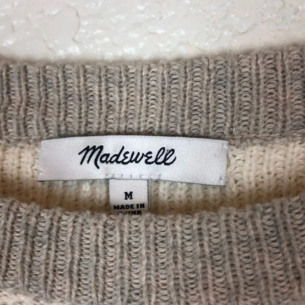 Madewell Province Cross Split Back Color Block Crossback Knit Sweater Medium